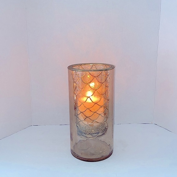 Large Glass & Metal Gold Candle Holder - Picture 4 of 6